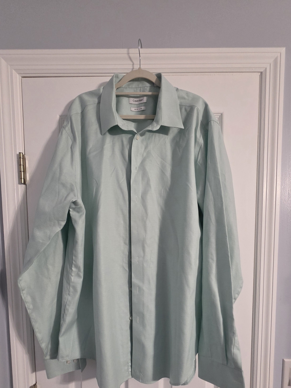 Calvin Klein Light Mint Patterned Dress Shirt, Big & Tall
